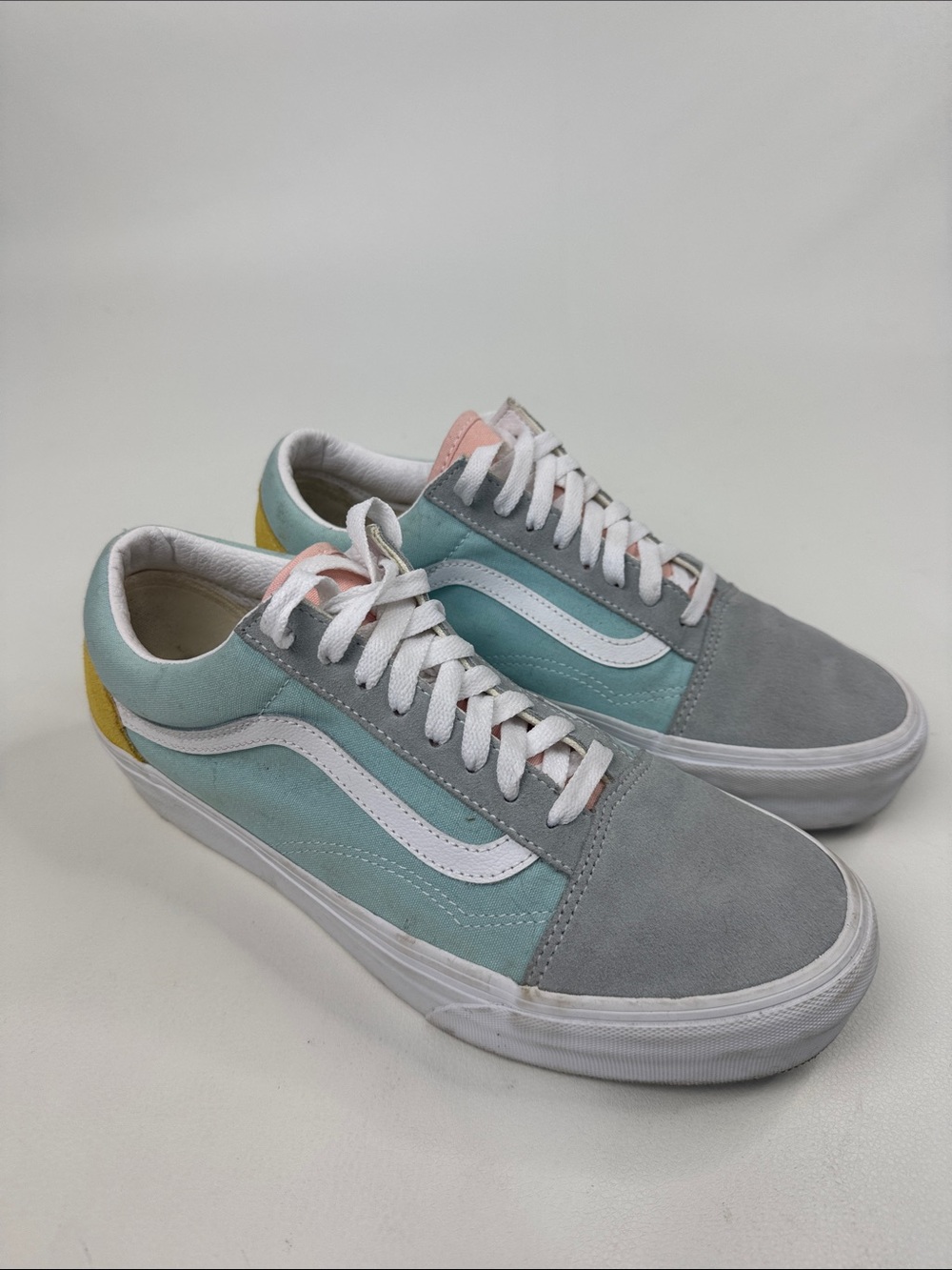 Vans Pastel Old Skool Sneakers in Grey, Mint, Pink Yellow Men 9.5 Women 11